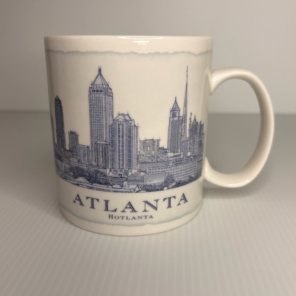 Starbucks Atlanta Architecture Series Blue White Coffee Mug Travel Vintage Y2K